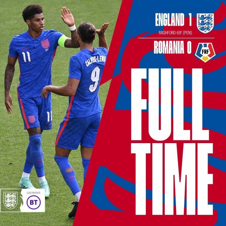 国际友谊赛果：英格兰1-0罗马尼亚，拉师傅点球制胜！