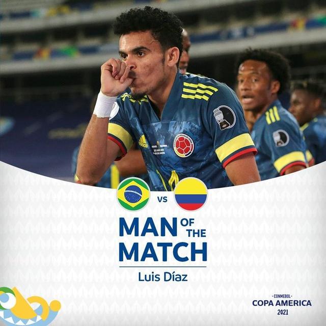 美洲杯赛后：哥伦比亚1:2遭巴西逆转，遭遇两连败
