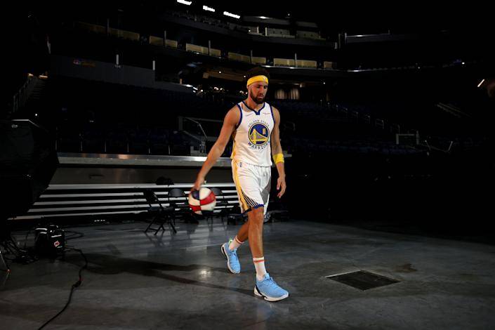 NBA<a href='http://www.dmwrz.com/video/tag/215' style='color: blue;'>勇士</a>队汤普森将缺席常规赛的开始