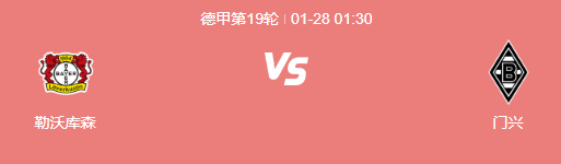 德甲勒沃库森VS门兴格拉德巴赫：勒沃库森信心满满!