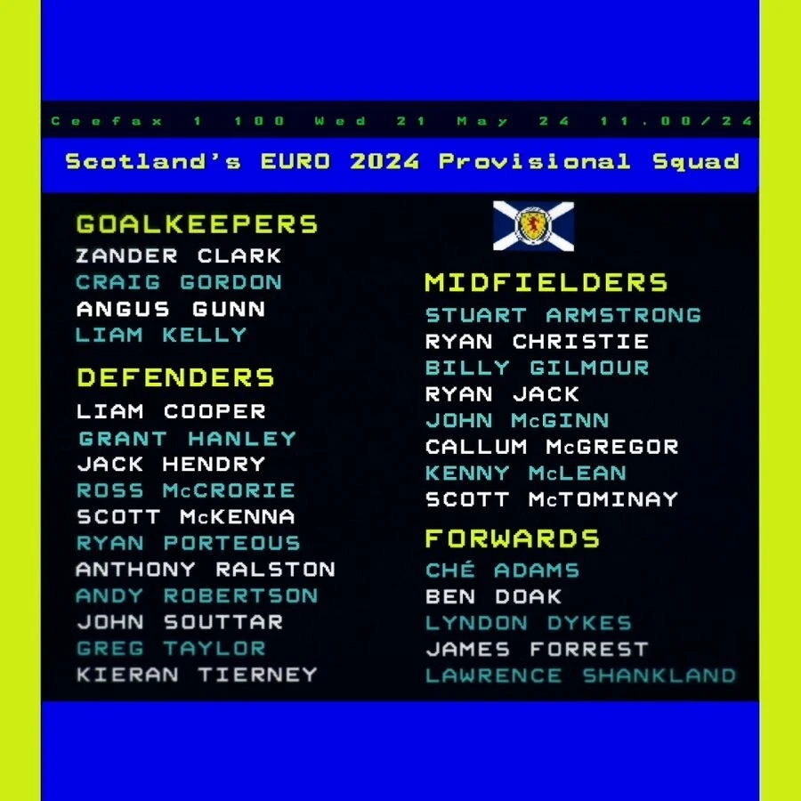 苏格兰2024年欧洲杯28人名单：罗伯逊、蒂尔尼入选！